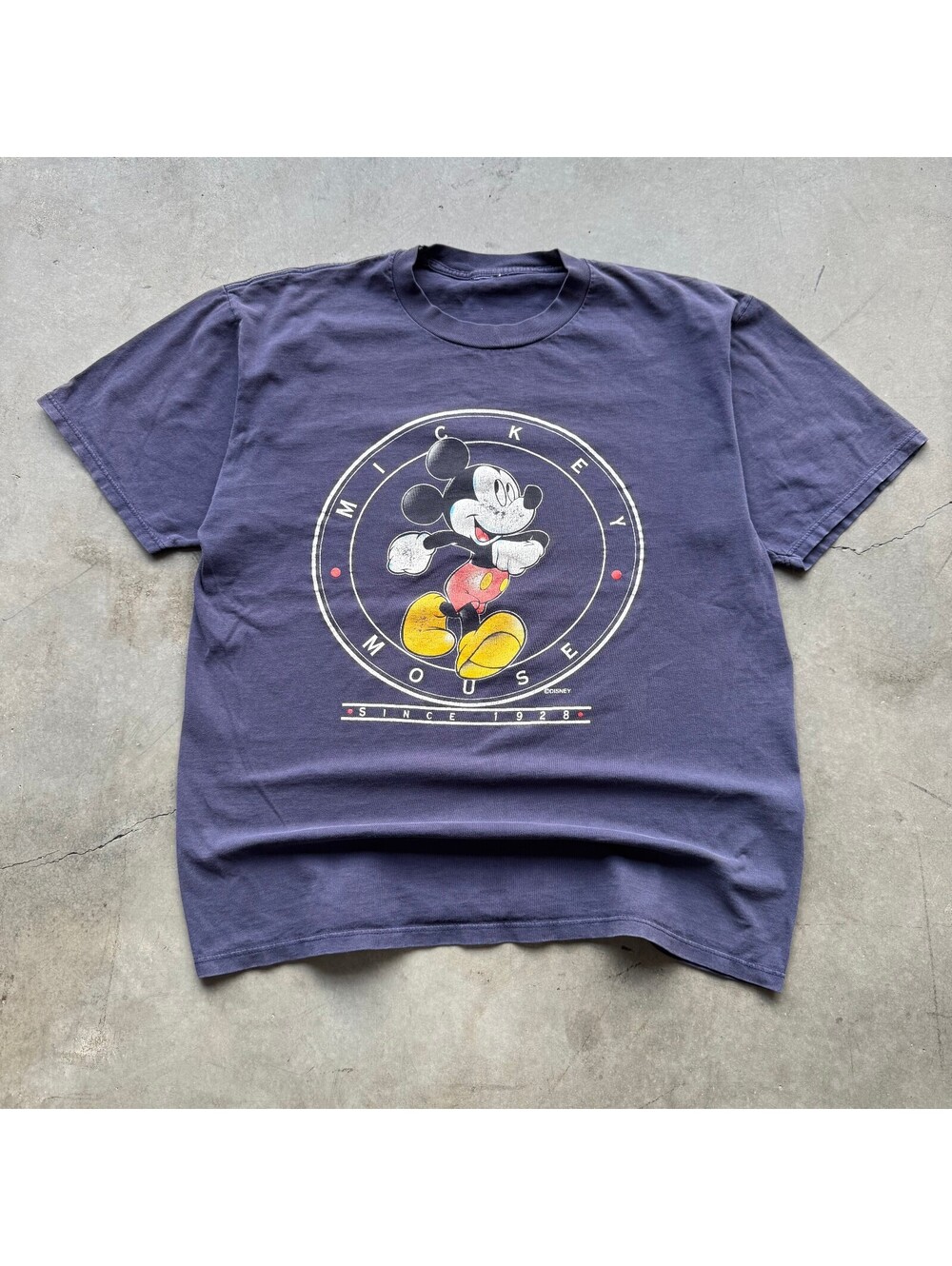 Vintage 1990s Disney Mickey Mouse Faded Navy Blue Graphic T-Shirt L